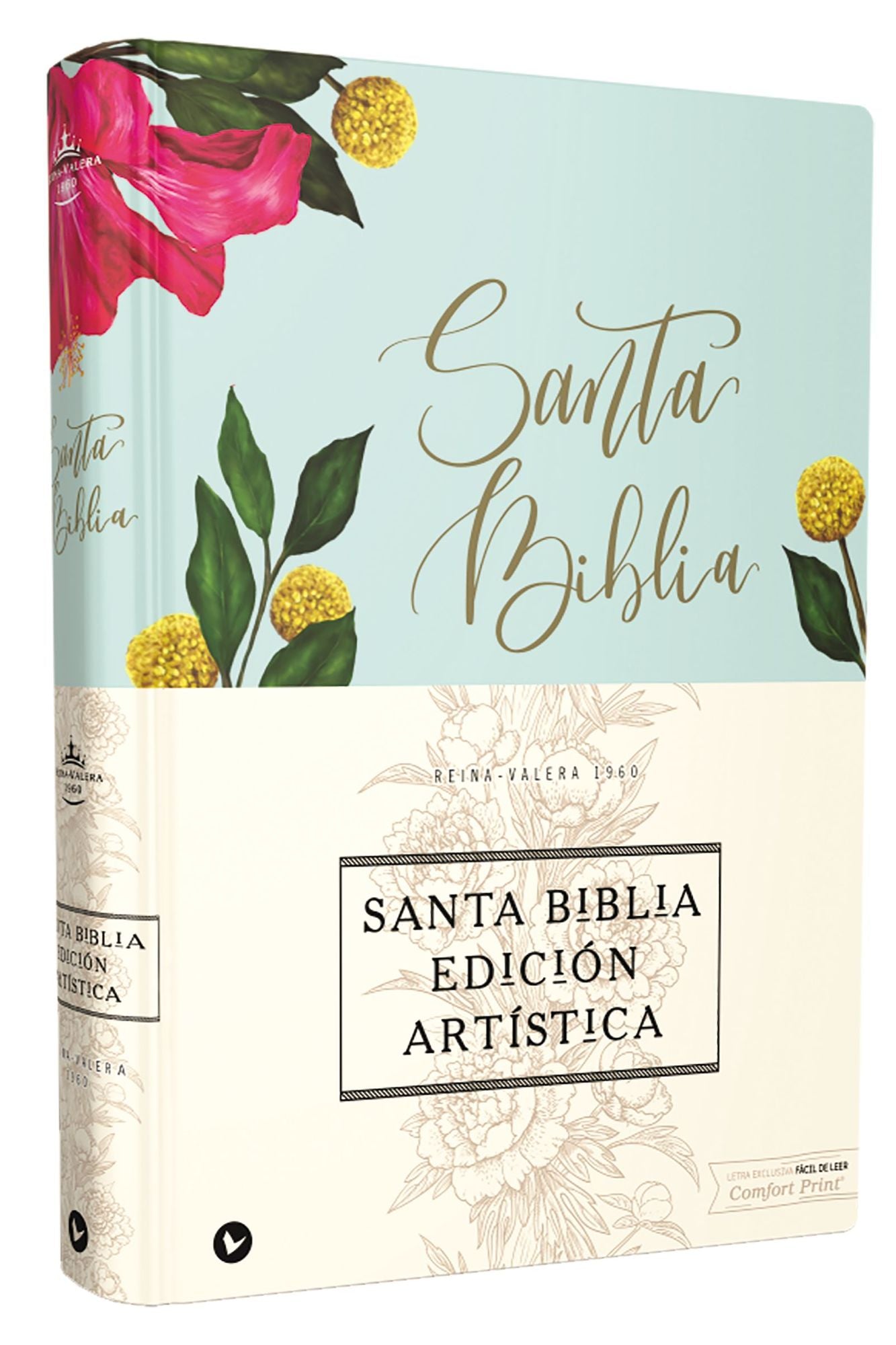 Reina Valera 1960 Santa Biblia Ediciï¿½n Artï¿½stica, Tapa Dura/Tela, Floral, Canto Con Diseï¿½o, Letra Roja