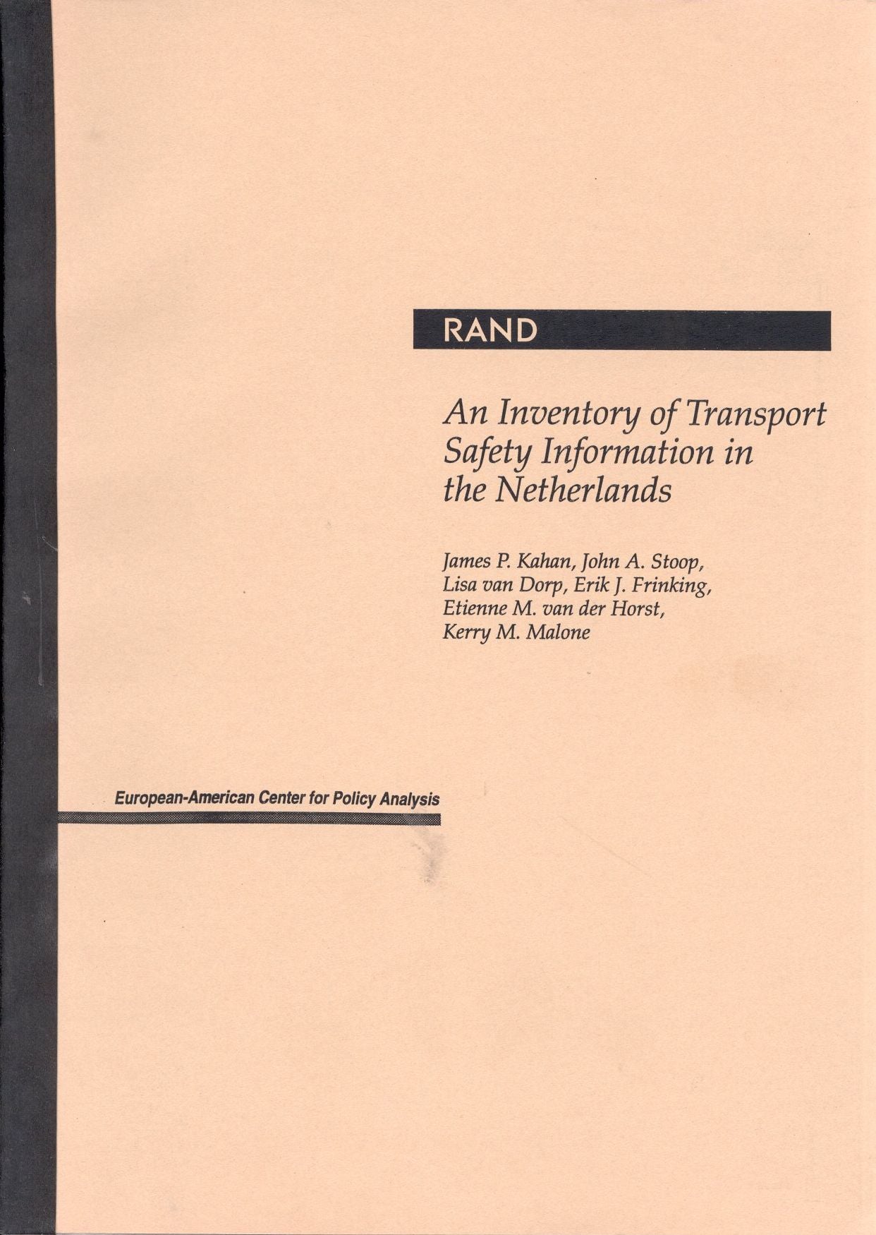 An Inventory of Transport Safety Information in the Netherlands