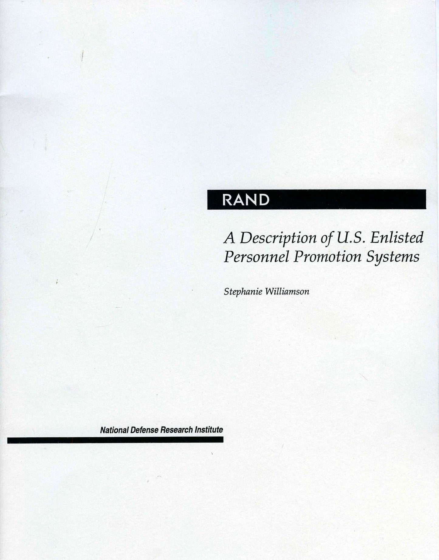 A Description of U. S. Enlisted Personnel Promotion Systems