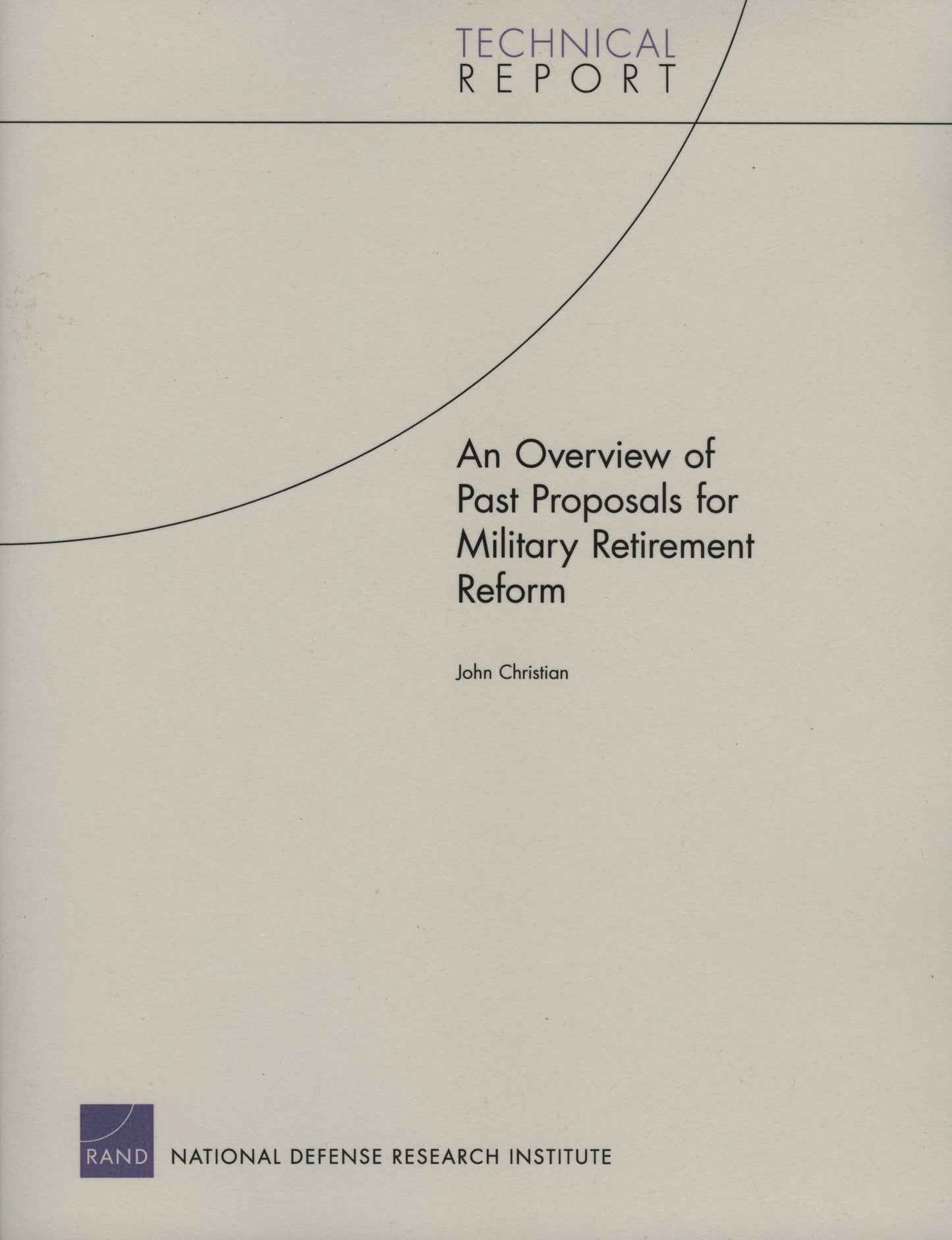 Overview of Past Proposals for Military Retirement Reform