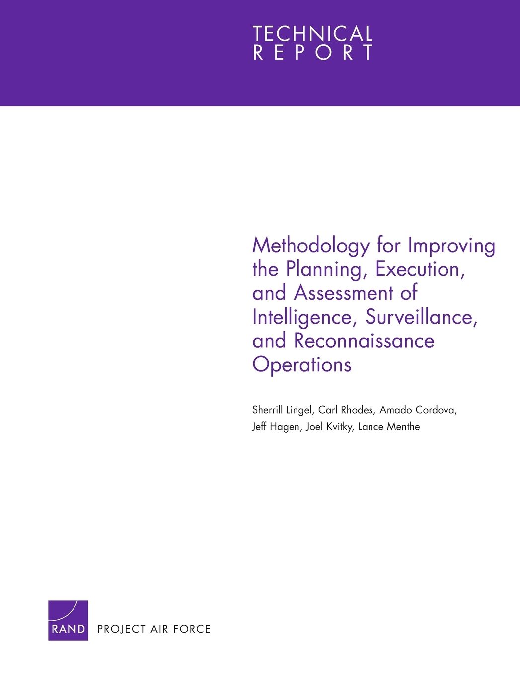 Methodology for Improving the Planning, Execution, and Assessment of Intelligence, Surveillance, and Reconnaissance Operations