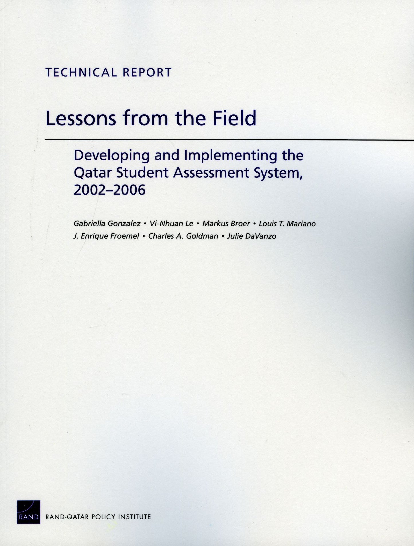 Lessons from the Field: Developing and Implementing the Qatar Student Assessment System, 20022006