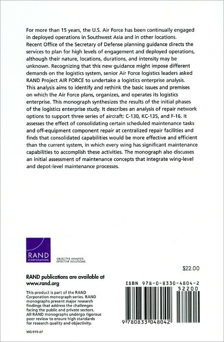 A Repair Network Concept for Air Force Maintenance: Conclusions from Analysis of C-130, F-16, and KC-135 Fleets
