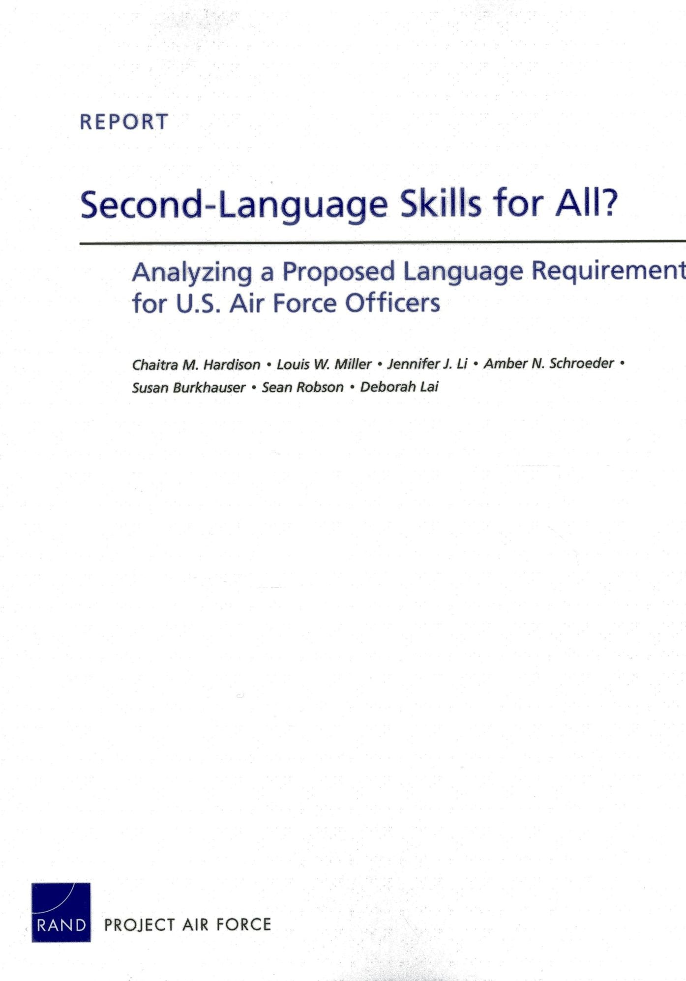 Second-Language Skills for All?: Analyzing a Proposed Language Requirement for U.S. Air Force Officers