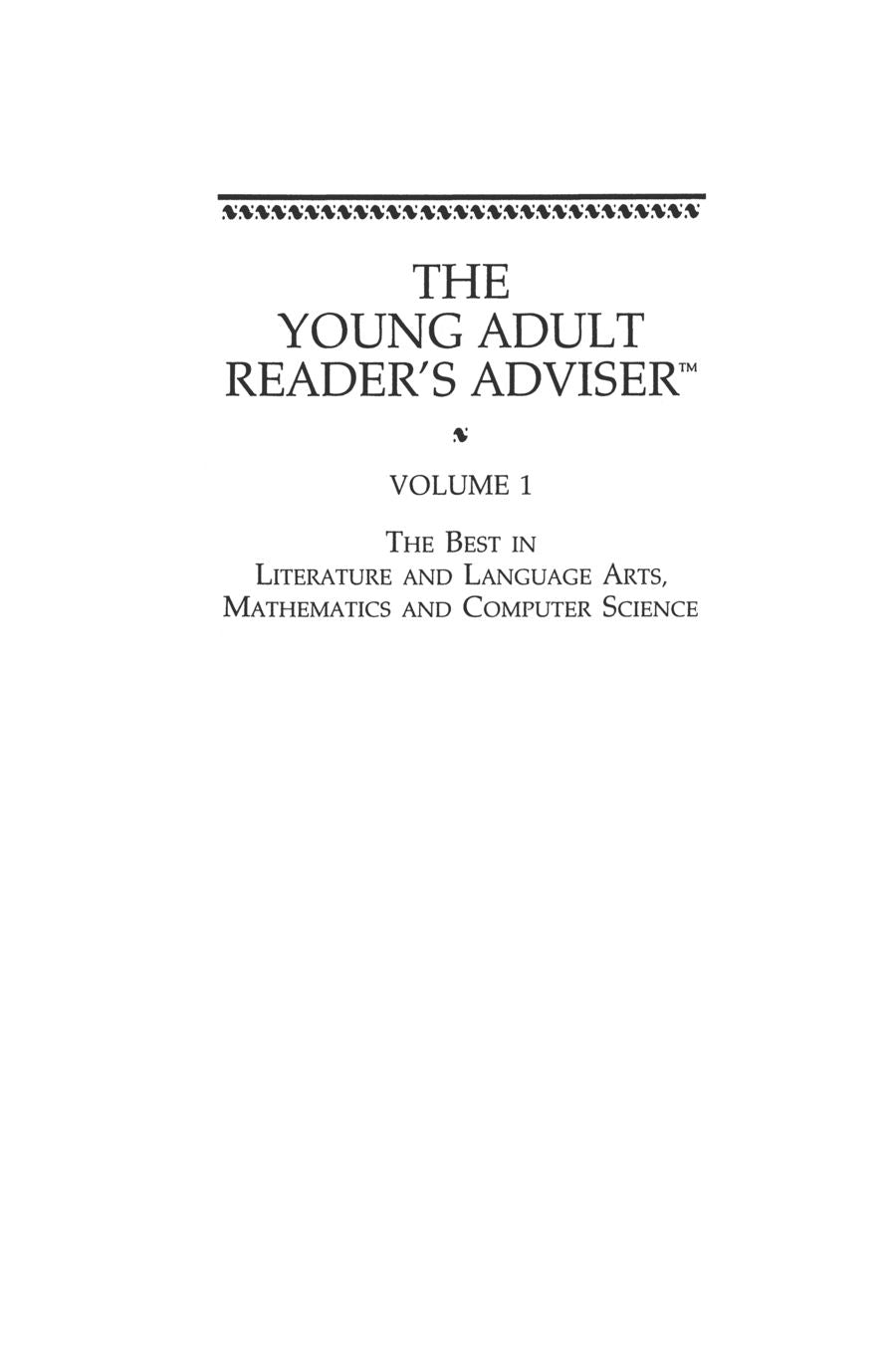 Young Adult Reader's Adviser: Volume 1