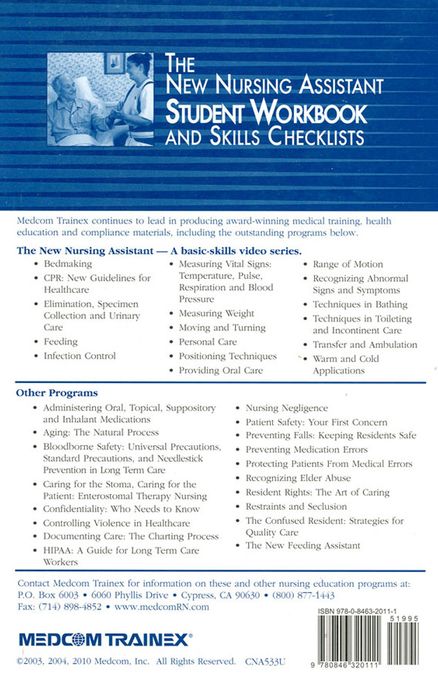 The New Nursing Assistant Student Workbook and Skills Checklist