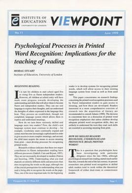 Psychological Processes in Printed Word Recognition: Implications for the Teaching of Reading