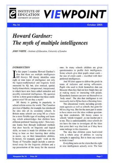 Howard Gardner: The Myth of Multiple Intelligences