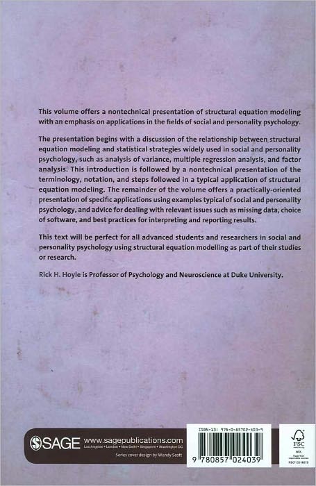 Structural Equation Modeling for Social and Personality Psychology