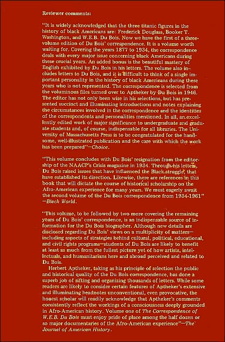 Corresp Of Web Dubois Vol 1