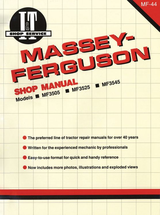 Massey Ferguson Shop Manual Models MF3505 MF3525 & MF3545