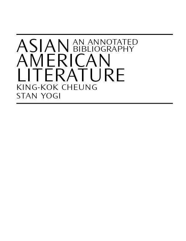 Asian-American Literature: An Annotated Bibliography