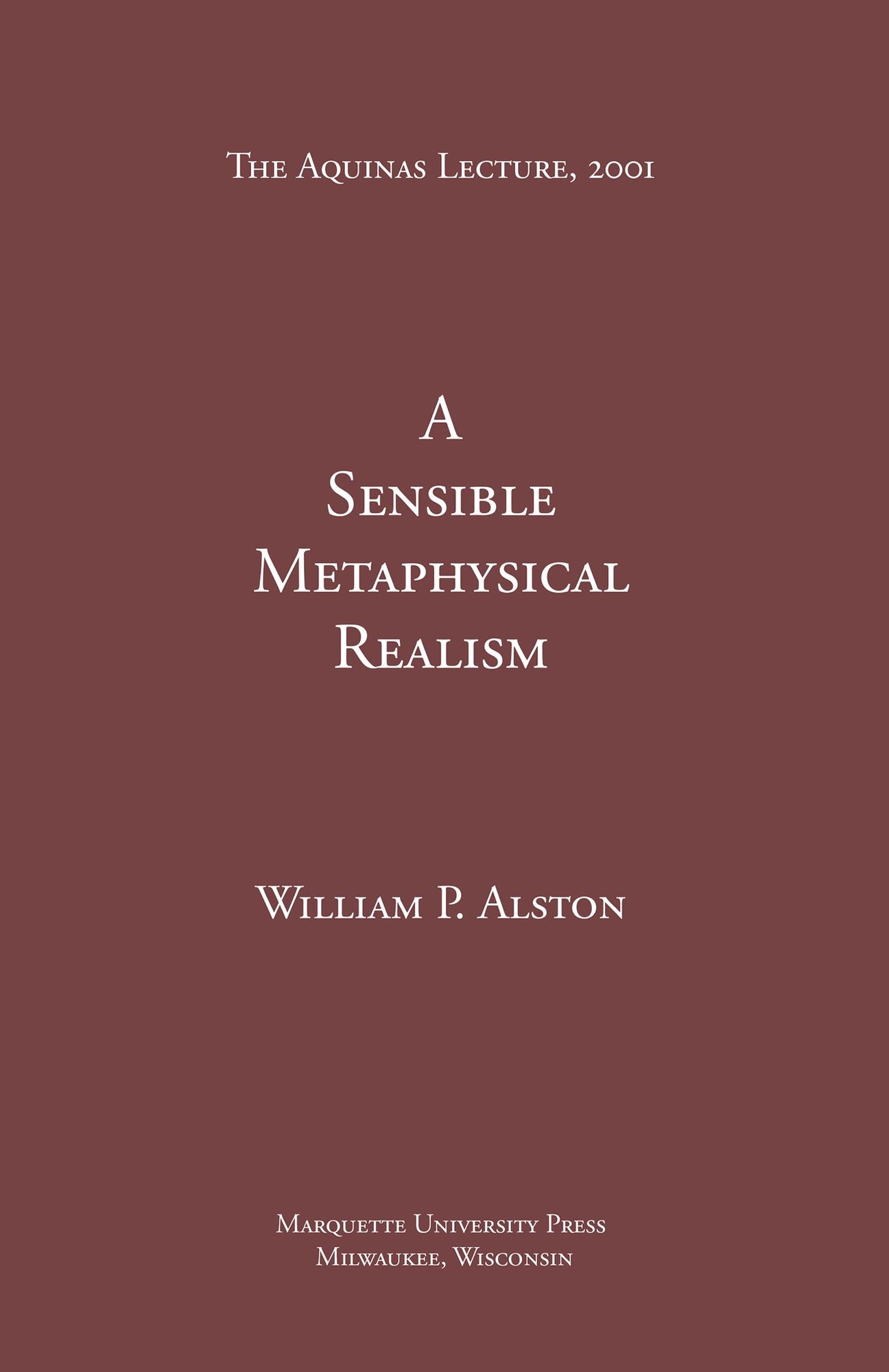 A Sensible Metaphysical Realism