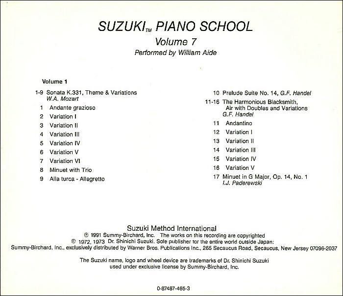 Suzuki Piano School, Vol 7