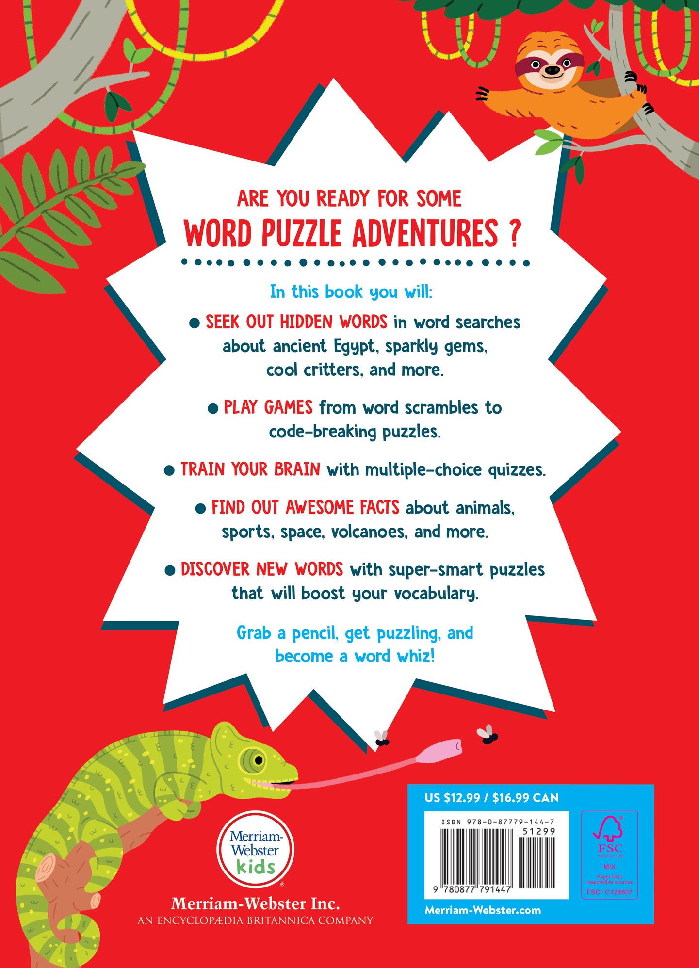 Merriam-Webster's Word Puzzle Adventures: Track down dinosaurs, uncover treasures, spot the space objects, and learn about language in 100 puzzles!