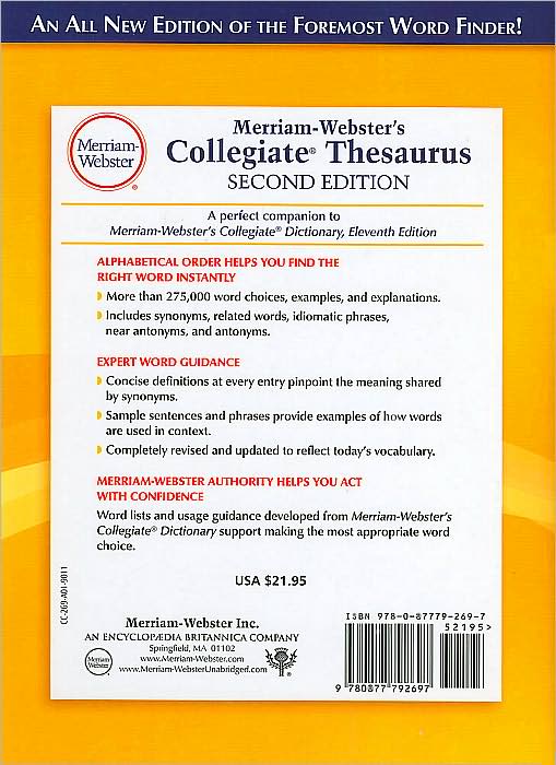 Merriam-Webster's Collegiate Thesaurus, Second Edition