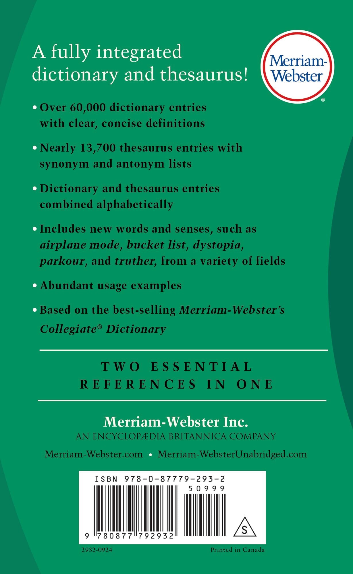 Merriam-Webster's Dictionary and Thesaurus