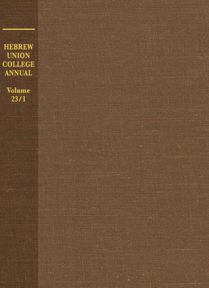 Hebrew Union College Annual Volume 23 Pt.1