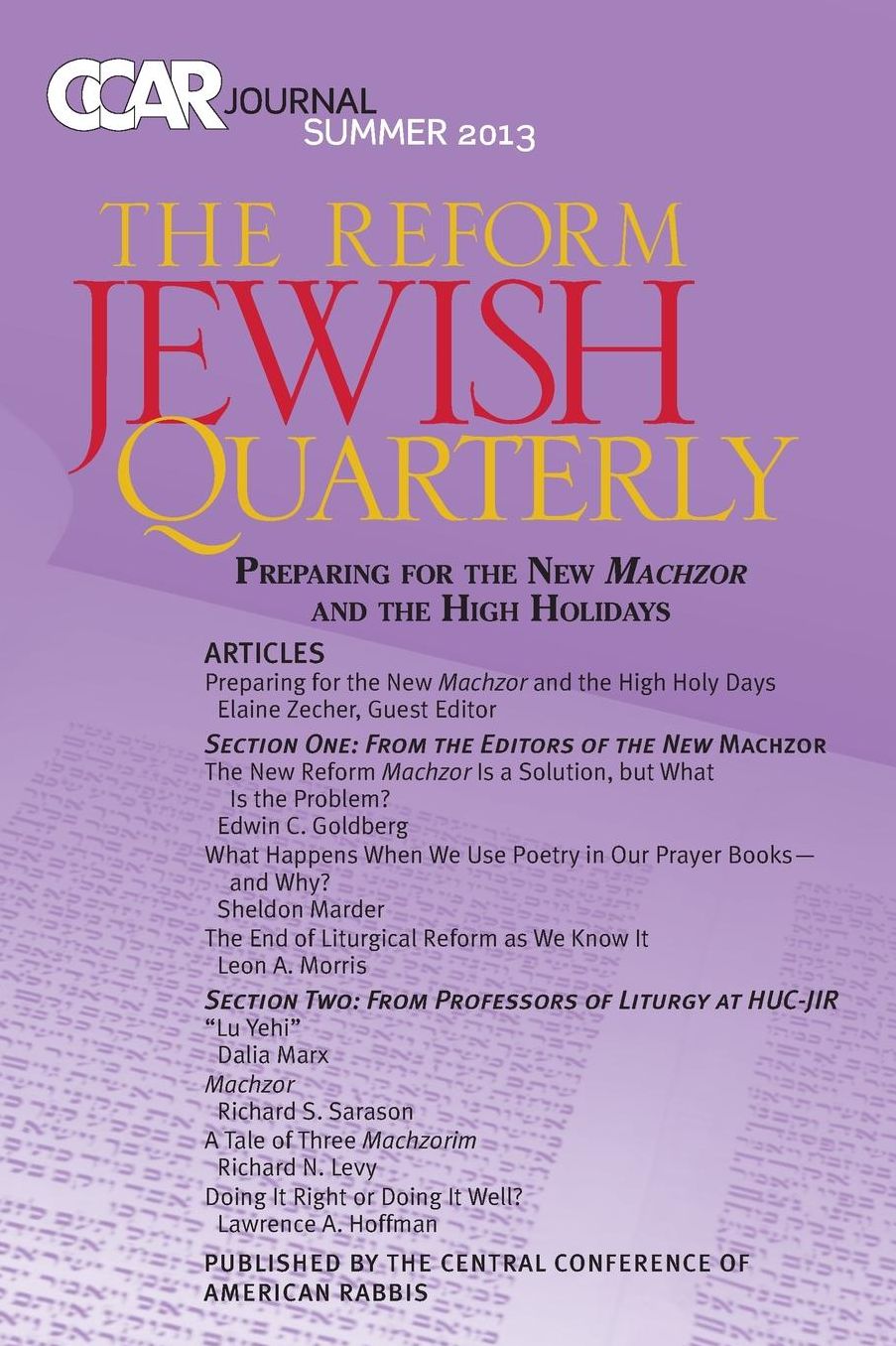 CCAR Journal Summer 2013