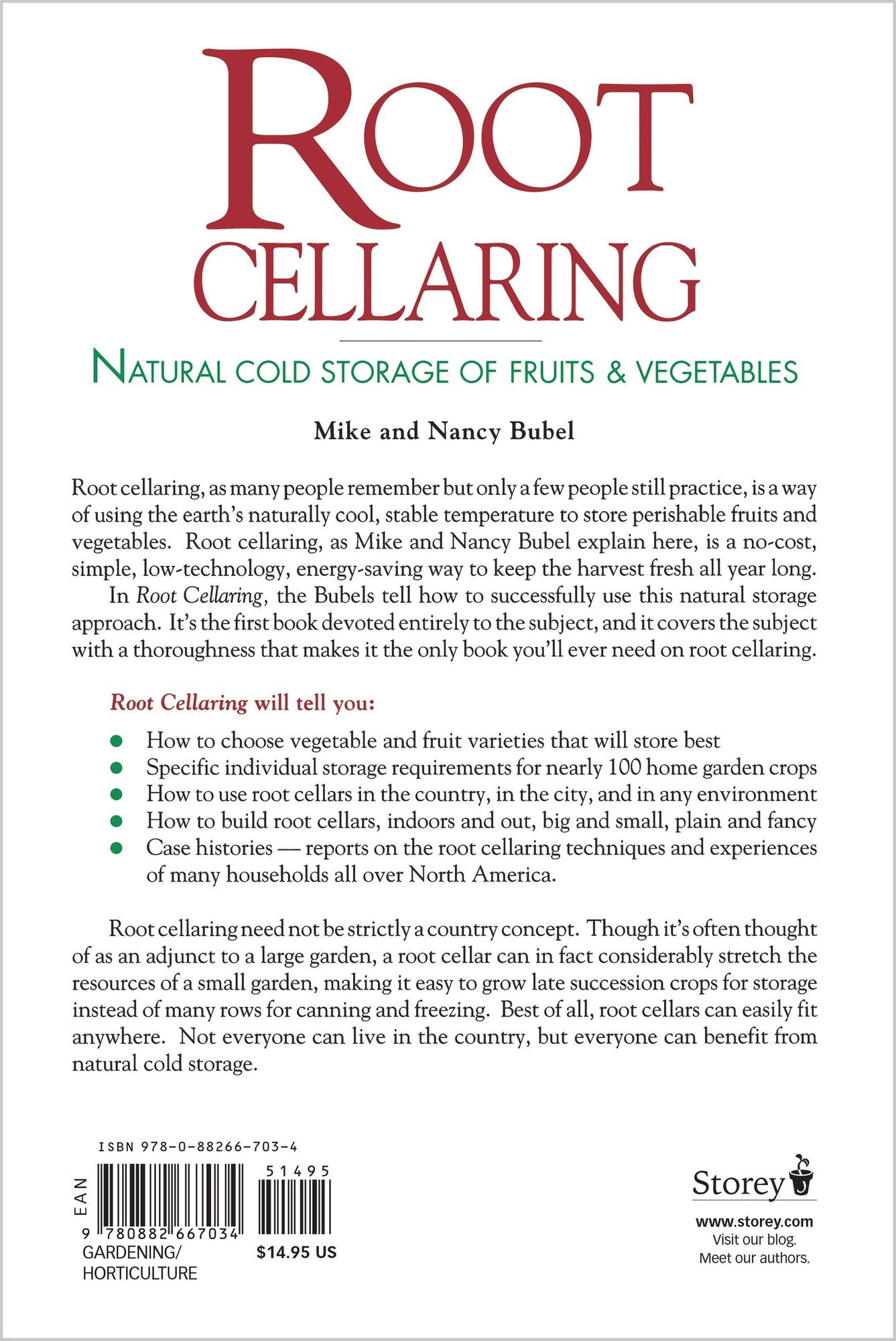 Root Cellaring: Natural Cold Storage of Fruits & Vegetables