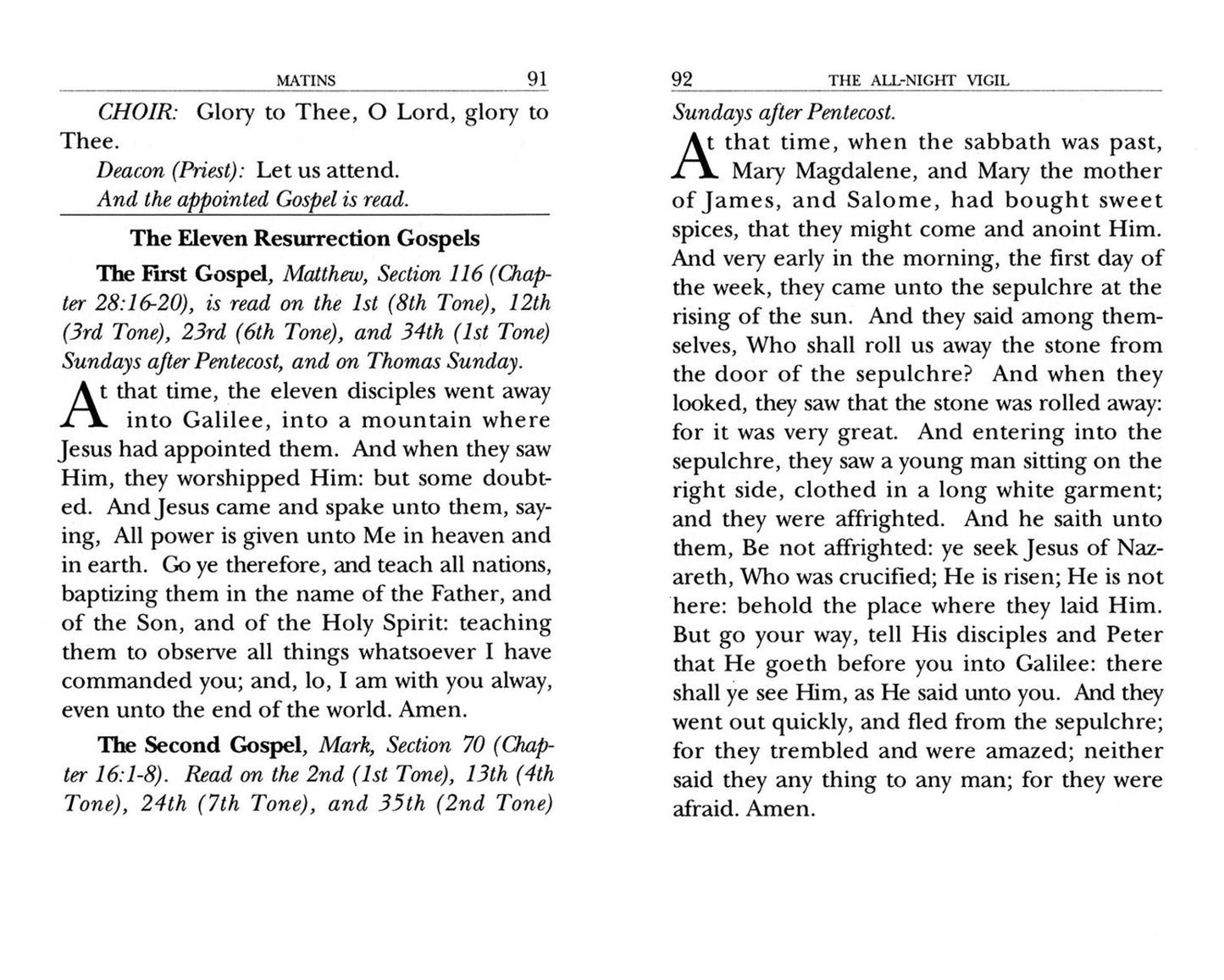 The All-Night Vigil: for Choir and Laity