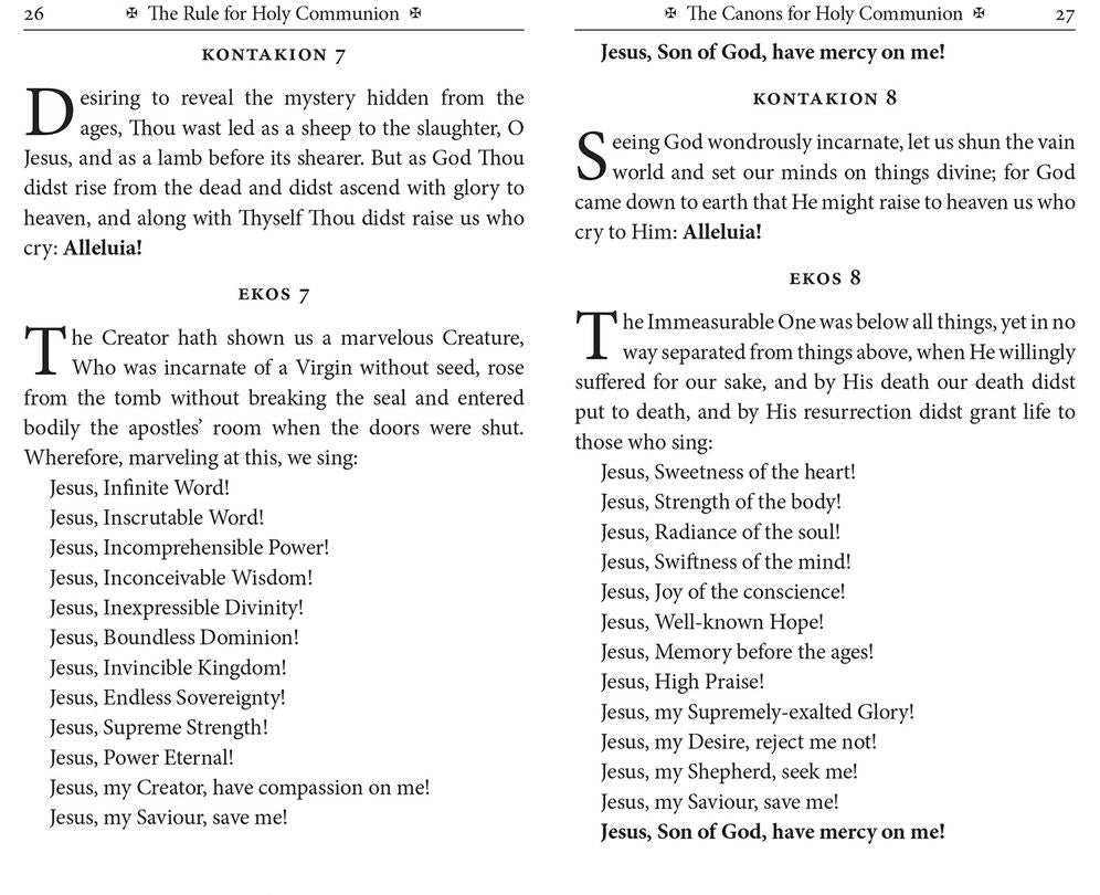 The Rule for Holy Communion: Canons, Order of Preparation, and Prayers After Holy Communion