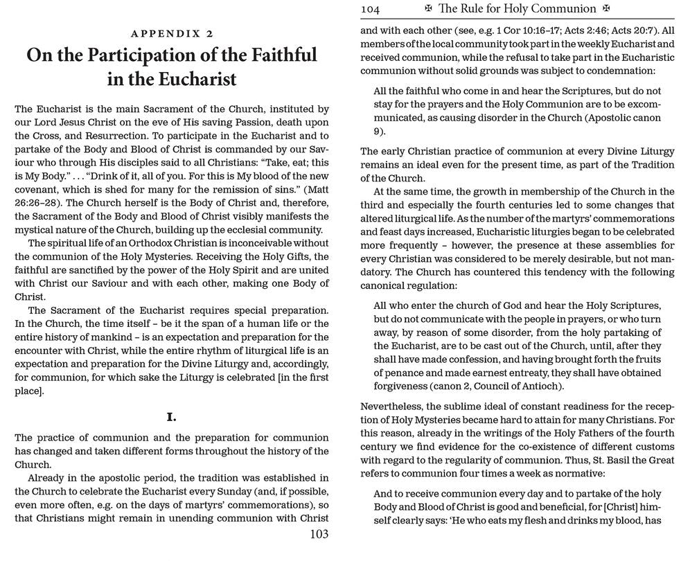 The Rule for Holy Communion: Canons, Order of Preparation, and Prayers After Holy Communion