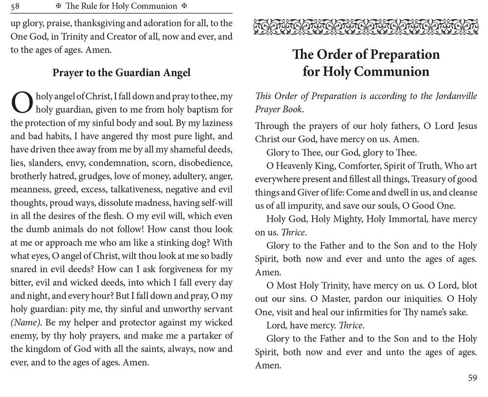 The Rule for Holy Communion: Canons, Order of Preparation, and Prayers After Holy Communion