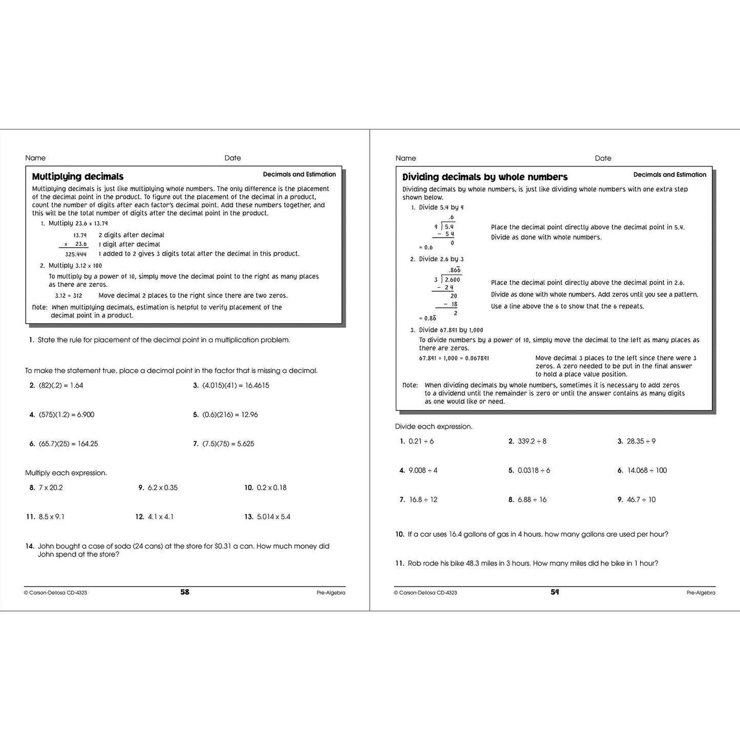 Pre-Algebra: Middle School