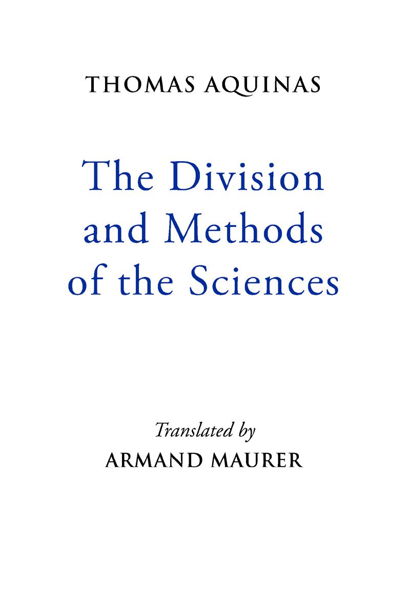 The Division and Methods of the Sciences
