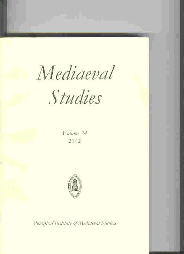 Mediaeval Studies 74 (2012)
