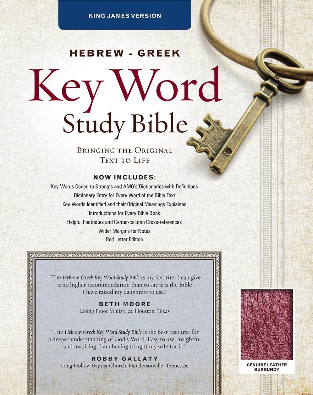 The Hebrew-Greek Key Word Study Bible: KJV Edition, Burgundy Genuine