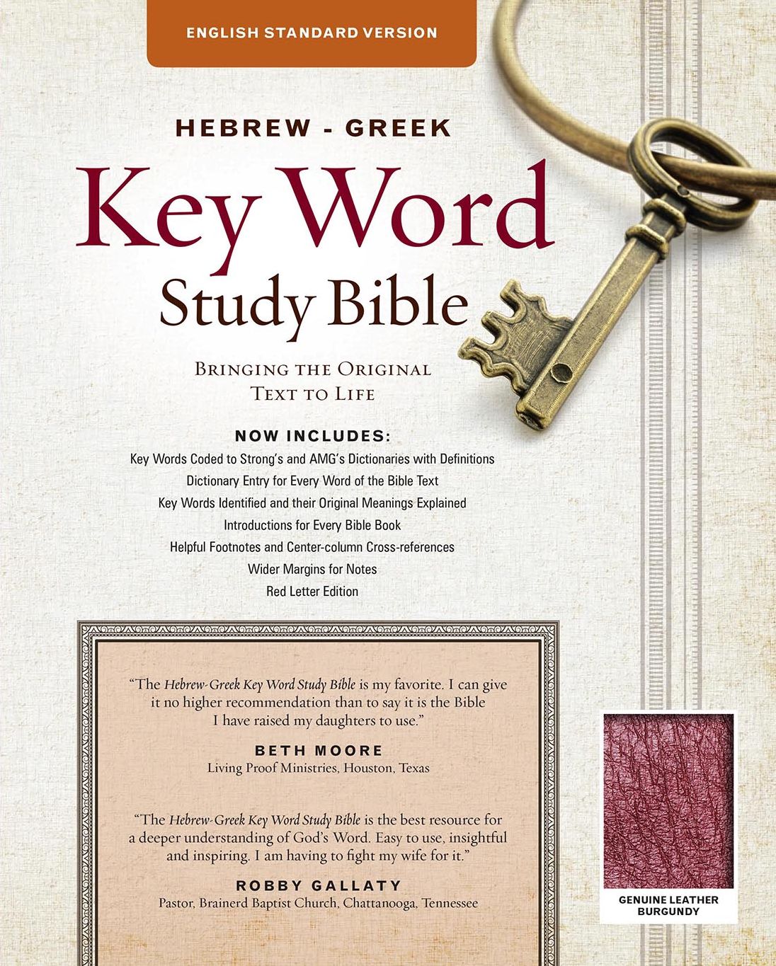 The Hebrew-Greek Key Word Study Bible: ESV Edition, Burgundy Genuine Leather