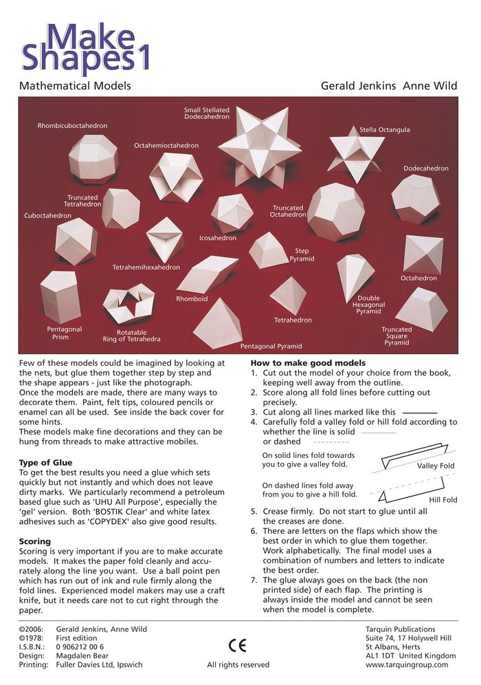 Make Shapes 1: 19 mathematical models to cut out, glue and decorate