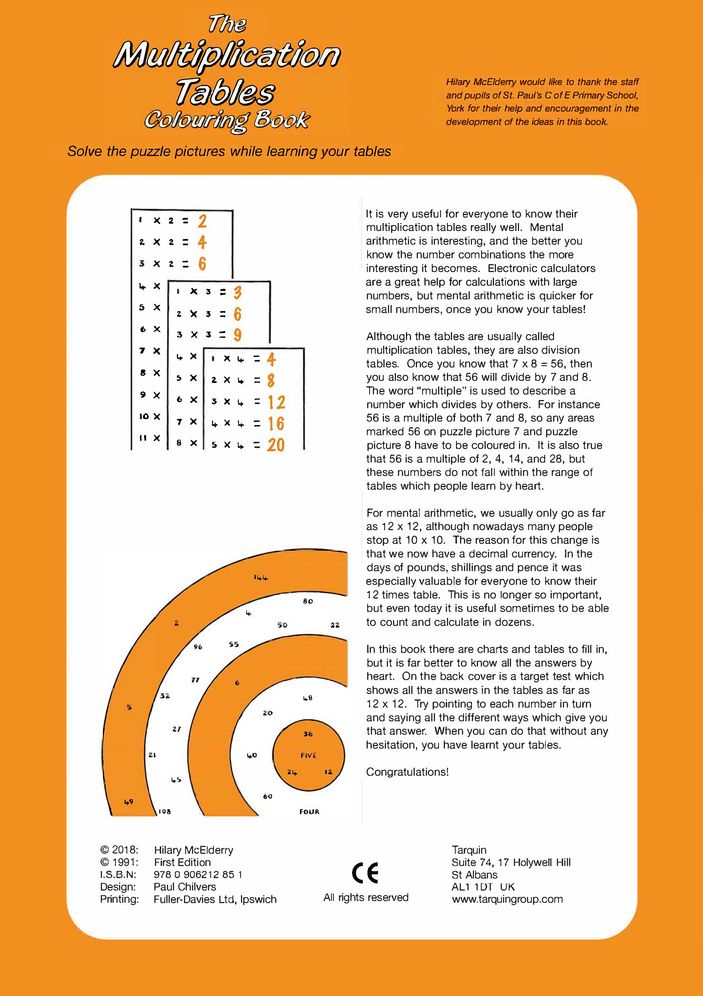 Multiplication Tables Colouring Booksolve the Puzzle Pictures while Learning Your Tables