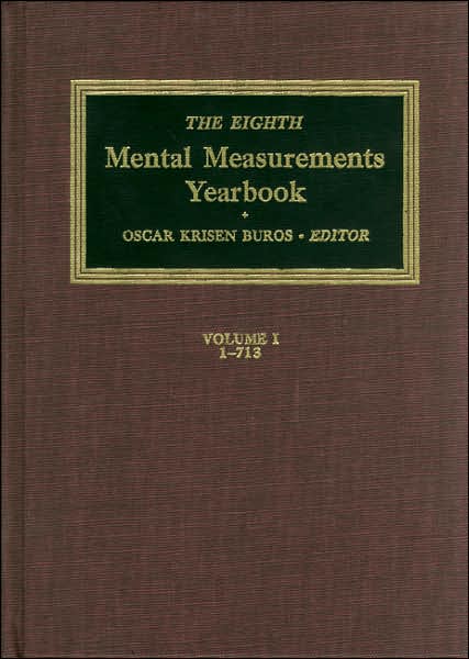 The Eighth Mental Measurements Yearbook (2 Volumes): 2 Volumes
