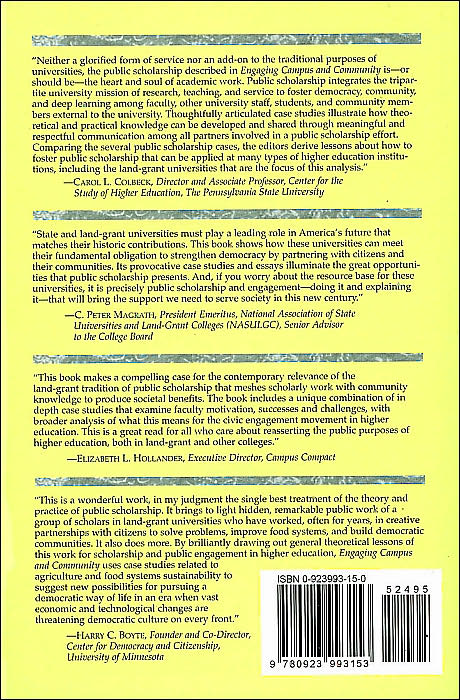 Engaging Campus and Community: The Practice of Public Scholarship in the State and Land-Grant University System