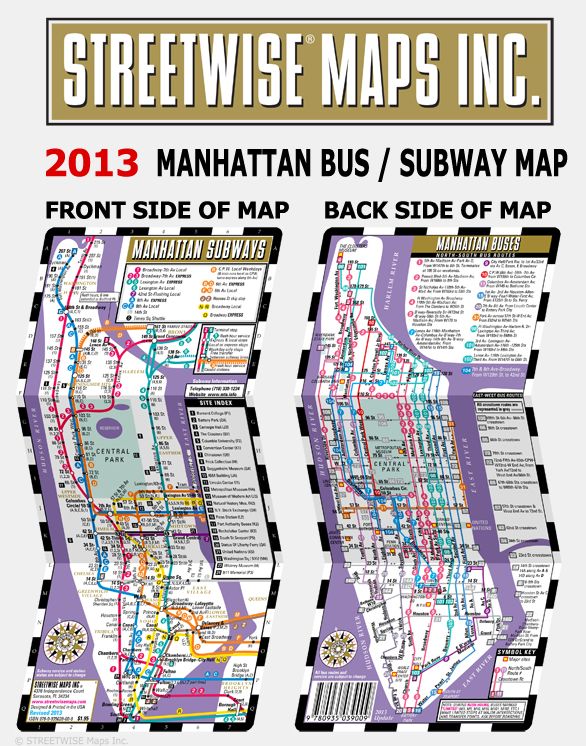 Streetwise Manhattan Bus Subway Map - Laminated Public Transportation Map of Manhattan, NY - Minimetro - Folding Pocket Size Travel Map (2013)
