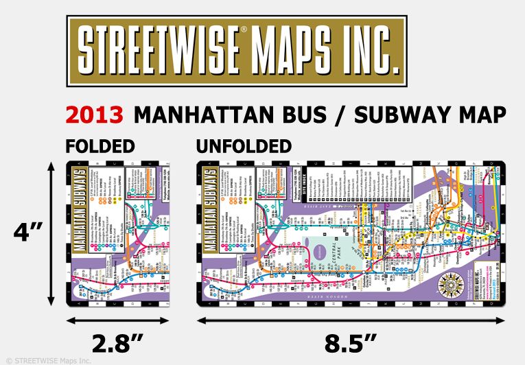 Streetwise Manhattan Bus Subway Map - Laminated Public Transportation Map of Manhattan, NY - Minimetro - Folding Pocket Size Travel Map (2013)