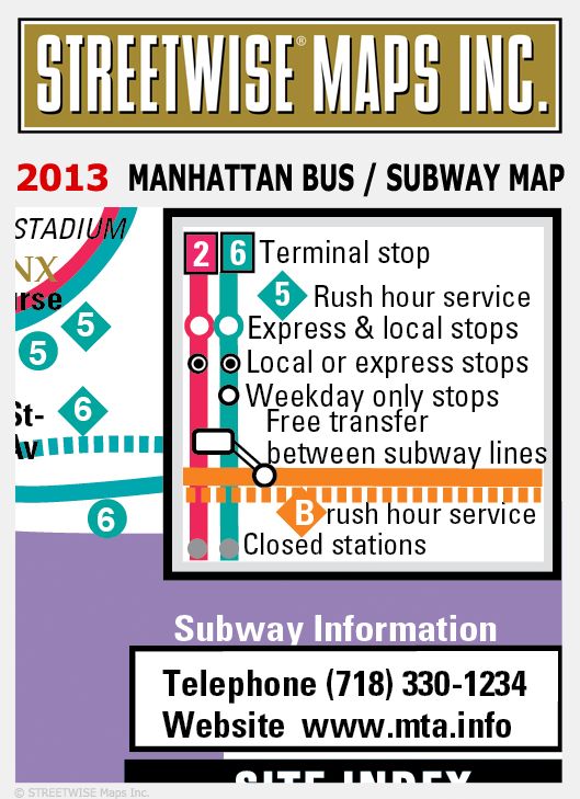 Streetwise Manhattan Bus Subway Map - Laminated Public Transportation Map of Manhattan, NY - Minimetro - Folding Pocket Size Travel Map (2013)