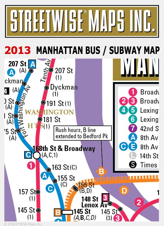 Streetwise Manhattan Bus Subway Map - Laminated Public Transportation Map of Manhattan, NY - Minimetro - Folding Pocket Size Travel Map (2013)