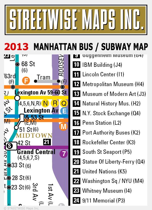 Streetwise Manhattan Bus Subway Map - Laminated Public Transportation Map of Manhattan, NY - Minimetro - Folding Pocket Size Travel Map (2013)
