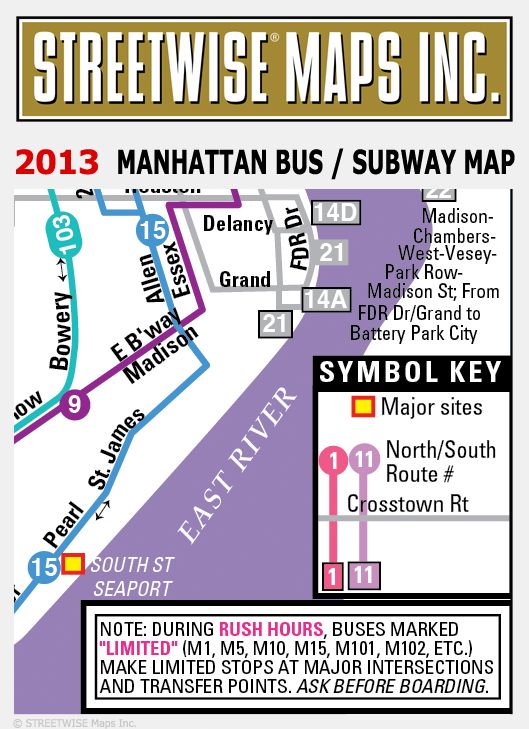 Streetwise Manhattan Bus Subway Map - Laminated Public Transportation Map of Manhattan, NY - Minimetro - Folding Pocket Size Travel Map (2013)
