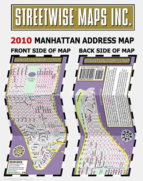 Streetwise Manhattan Address Map - Laminated Address Map of Manhattan, NY - Folding Pocket Size Travel Map (2010)