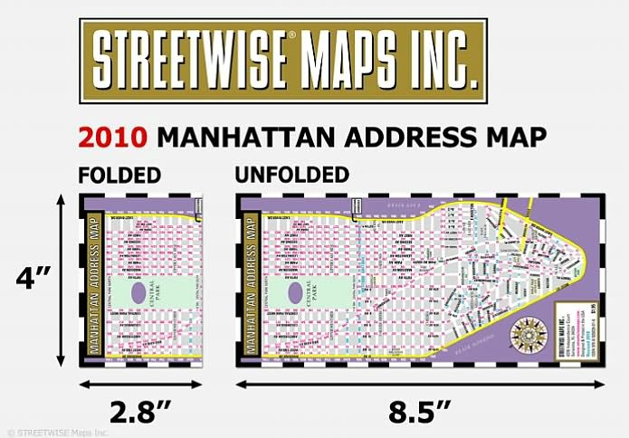 Streetwise Manhattan Address Map - Laminated Address Map of Manhattan, NY - Folding Pocket Size Travel Map (2010)