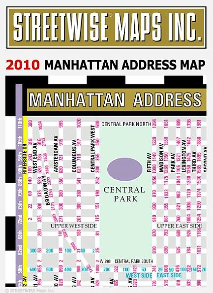 Streetwise Manhattan Address Map - Laminated Address Map of Manhattan, NY - Folding Pocket Size Travel Map (2010)
