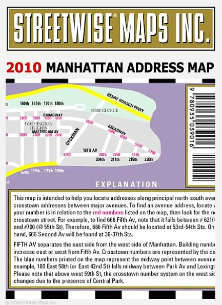 Streetwise Manhattan Address Map - Laminated Address Map of Manhattan, NY - Folding Pocket Size Travel Map (2010)
