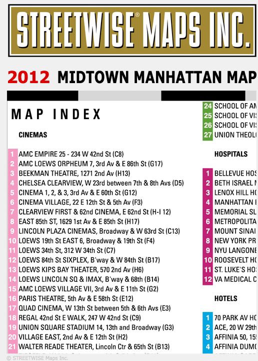Streetwise Midtown Manhattan Map - Laminated City Center Street Map of Midtown Manhattan, NY - Folding Pocket Size Travel Map With Subway (2012)