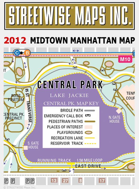 Streetwise Midtown Manhattan Map - Laminated City Center Street Map of Midtown Manhattan, NY - Folding Pocket Size Travel Map With Subway (2012)