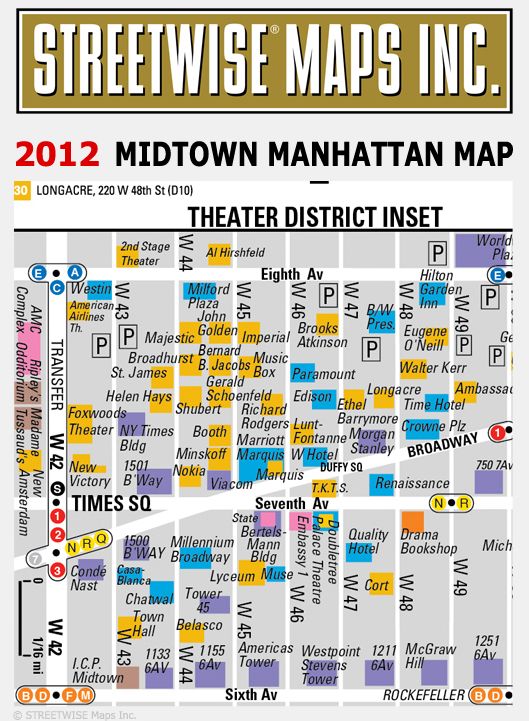 Streetwise Midtown Manhattan Map - Laminated City Center Street Map of Midtown Manhattan, NY - Folding Pocket Size Travel Map With Subway (2012)